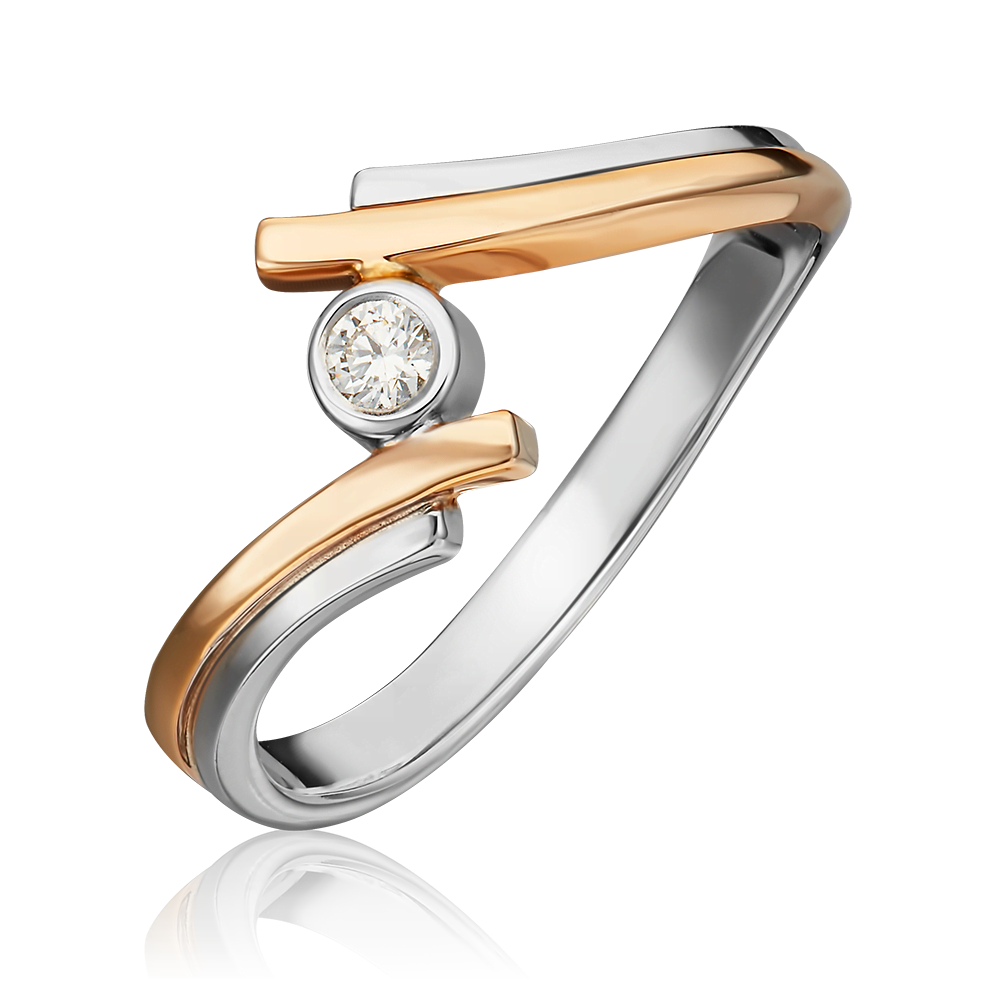 Кольцо из комбинированного золота с бриллиантом 01-1112-00-101-1111-30