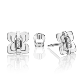 Серьги-пусеты из белого золота с бриллиантами 02-5011-00-101-1120
