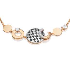 Браслет с принтом «Гусиная лапка» из комбинированного золота с фианитами и эмалью 05-0805-00-401-1111