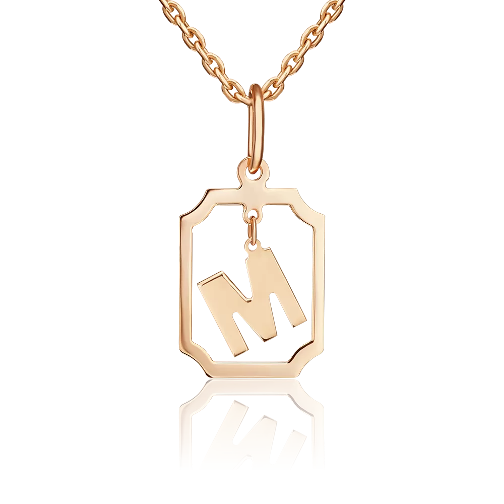 Подвеска «Буква М» из красного золота 03-3642-М-000-1110