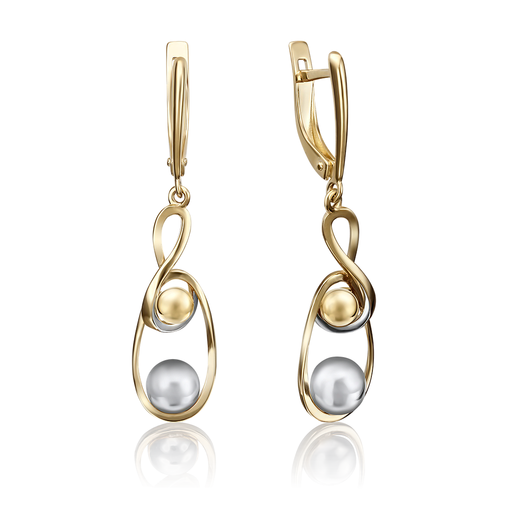 Серьги с английским замком из комбинированного золота 02-4273-00-000-1121-42