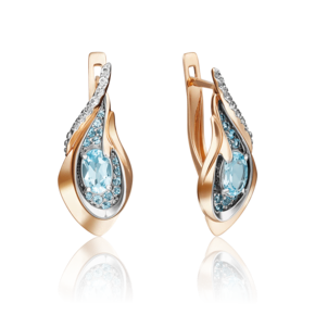 Серьги с английским замком из красного золота с топазами и натуральными топазами white 02-4168-00-201-1110-46