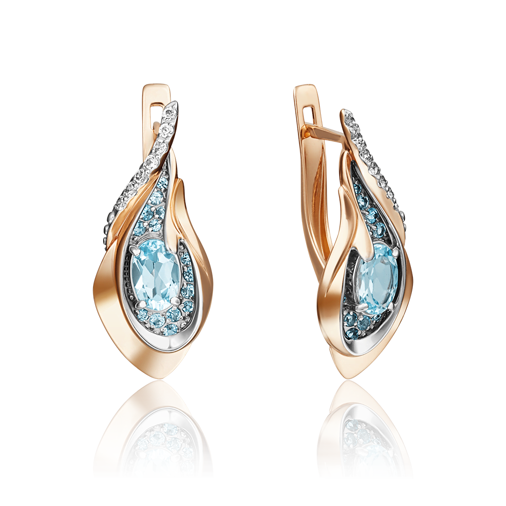 Серьги с английским замком из красного золота с топазами и натуральными топазами white 02-4168-00-201-1110-46