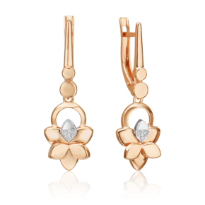 Серьги с английским замком из комбинированного золота с бриллиантами 02-4996-00-101-1111