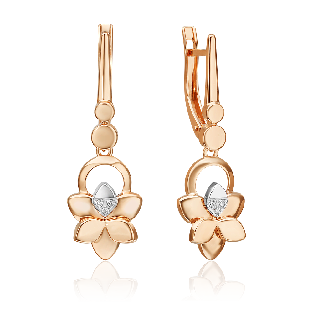 Серьги с английским замком из комбинированного золота с бриллиантами 02-4996-00-101-1111