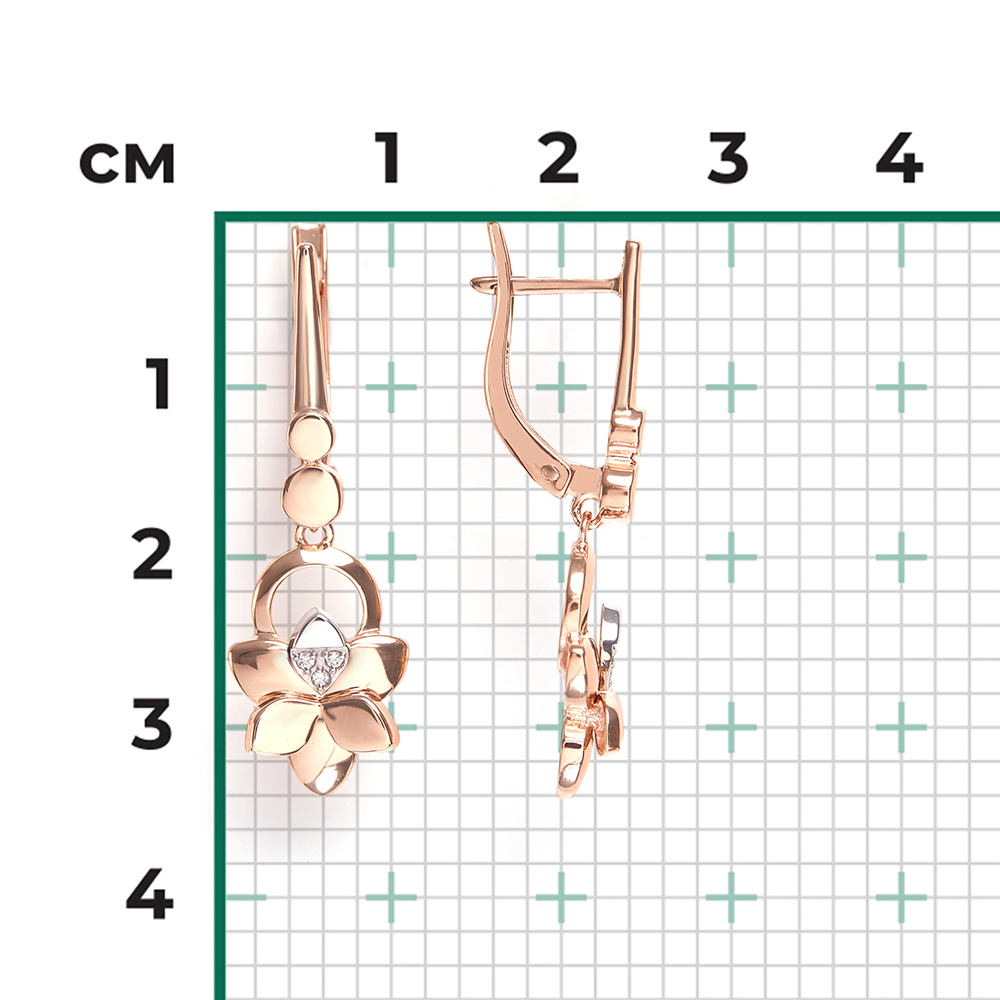 Серьги с английским замком из комбинированного золота с бриллиантами 02-4996-00-101-1111