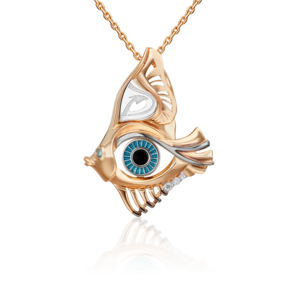 Подвеска «Взгляд на время» из комбинированного золота с топазом, натуральными топазами white и эмалью 03-3304-00-201-1111