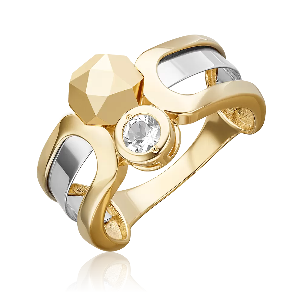 Кольцо из комбинированного золота с натуральным топазом white 01-5627-00-201-1121