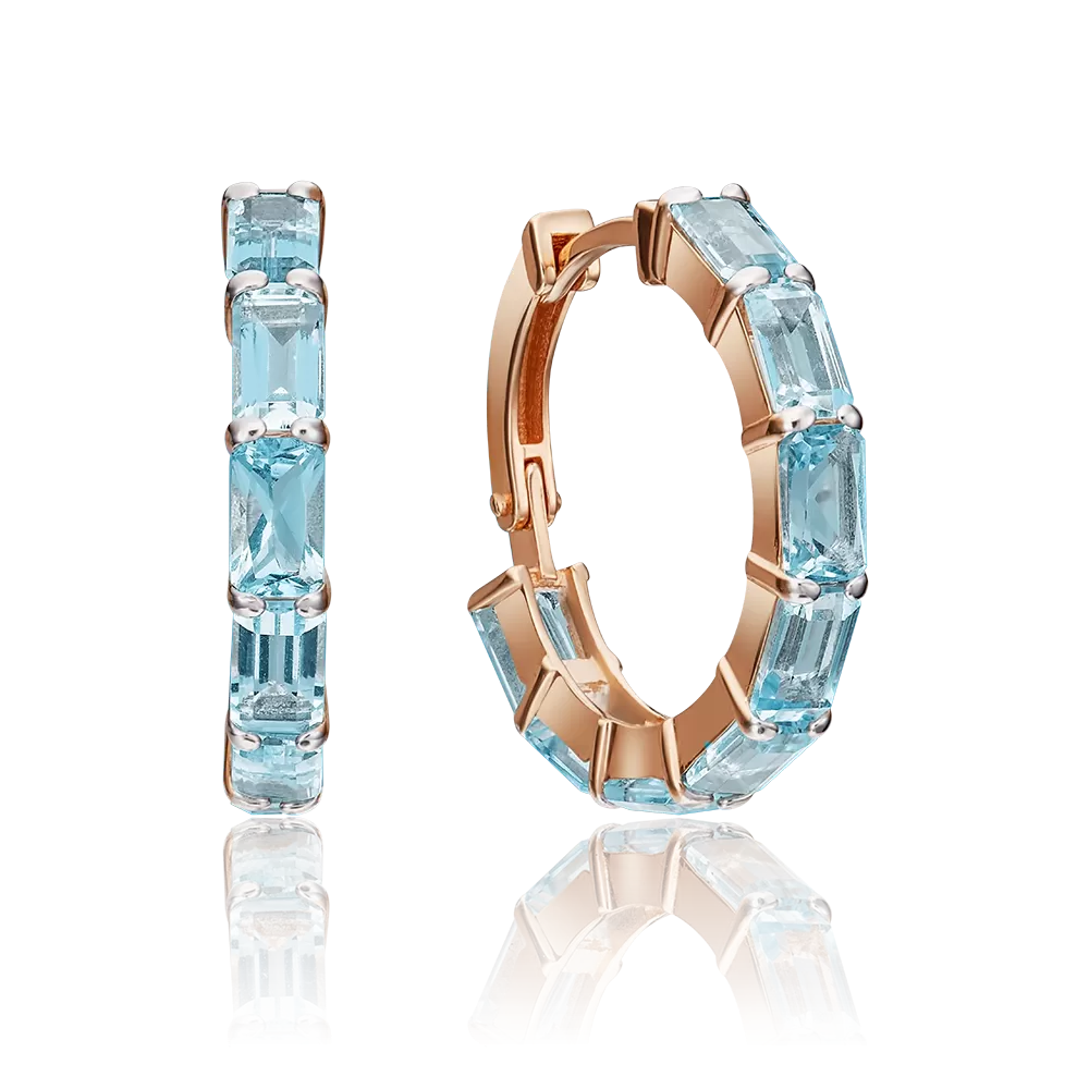 Серьги с английским замком из красного золота с топазами 02-4490-00-201-1110