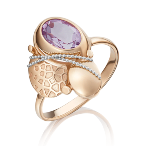 Кольцо из комбинированного золота с аметистом 01-5068-00-203-1111-57