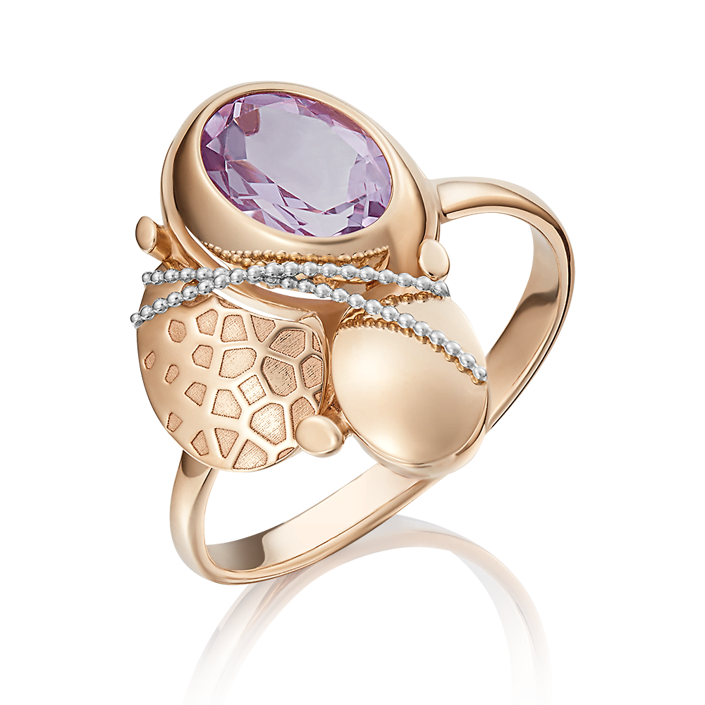 Кольцо из комбинированного золота с аметистом 01-5068-00-203-1111-57