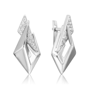 Серьги с английским замком из серебра с фианитами 02-5087-00-401-0200