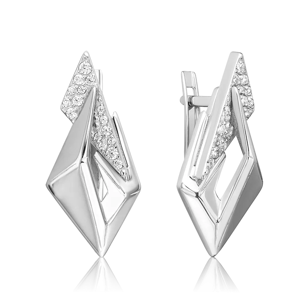 Серьги с английским замком из серебра с фианитами 02-5087-00-401-0200