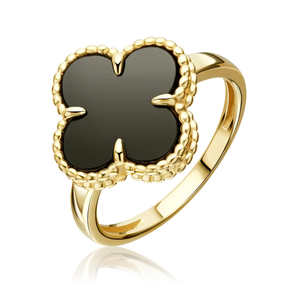 Кольцо из лимонного золота с ониксом 01-5894-00-281-1130