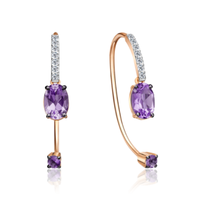 Серьги с французским замком из красного золота с аметистами и натуральными топазами white 02-4365-00-225-1110-57