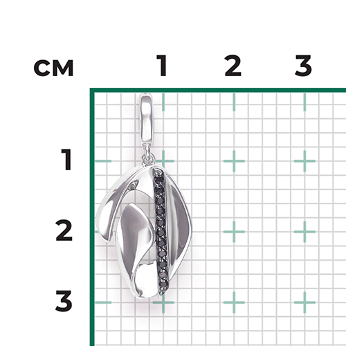 Подвеска из серебра с чёрными фианитами 03-3396-00-402-0200
