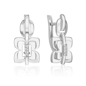 Серьги с английским замком из белого золота с бриллиантами 02-5009-00-101-1120