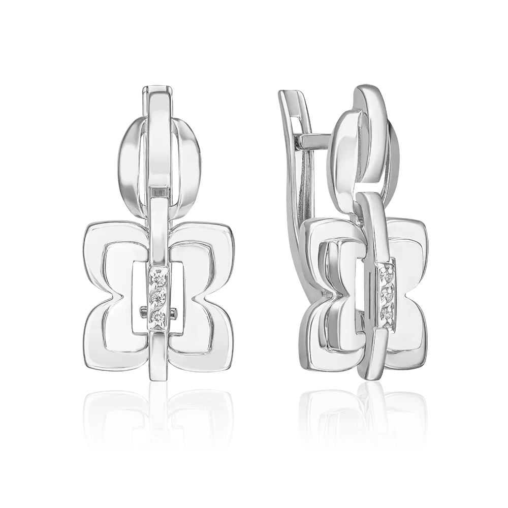 Серьги с английским замком из белого золота с бриллиантами 02-5009-00-101-1120