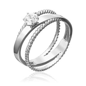 Кольцо из белого золота с фианитом