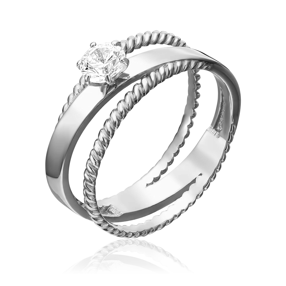 Кольцо из белого золота с фианитом 01-5334-00-501-1120-38