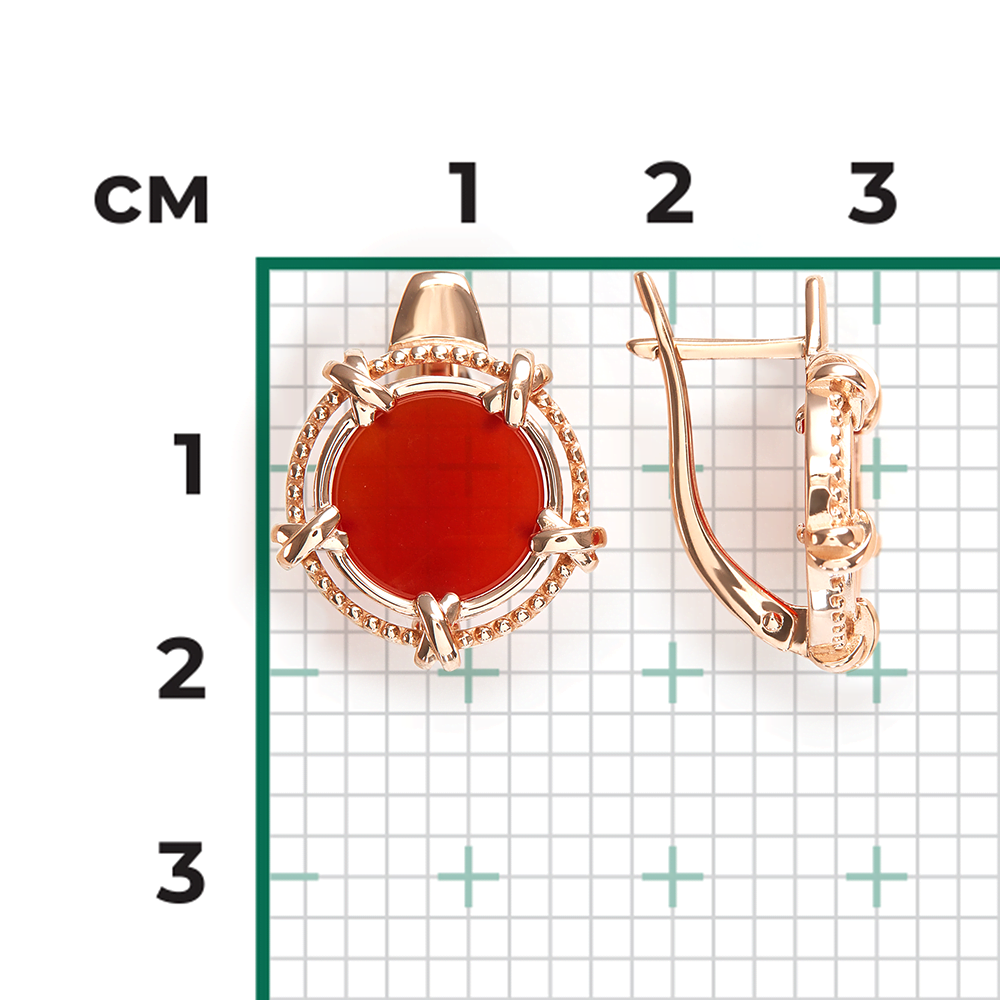 Серьги с английским замком из красного золота с сердоликом 02-5453-00-748-1110