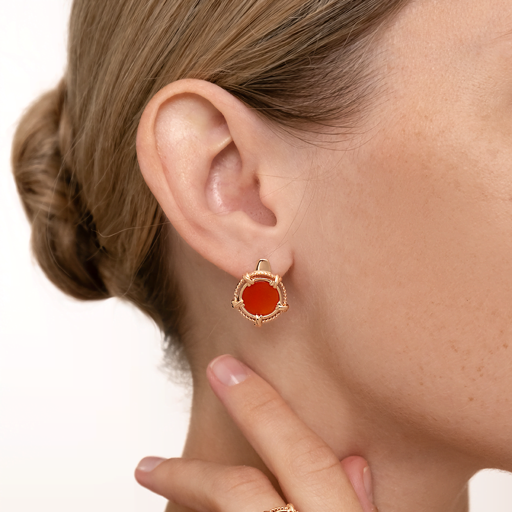 Серьги с английским замком из красного золота с сердоликом 02-5453-00-748-1110