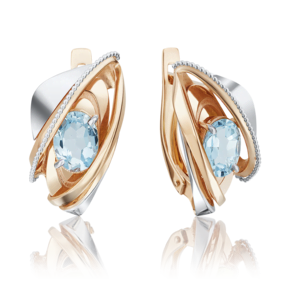 Серьги с английским замком из комбинированного золота с топазом 02-4036-00-201-1111-46