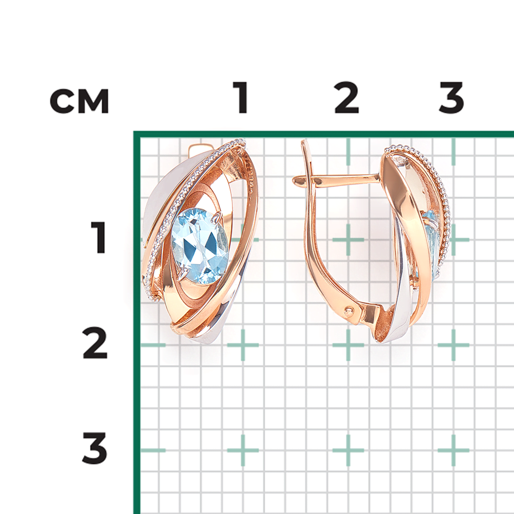 Серьги с английским замком из комбинированного золота с топазом 02-4036-00-201-1111-46