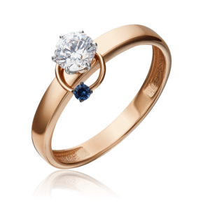 Помолвочное кольцо из комбинированного золота с фианитом и шпинелью синт. 01-5211-00-504-1111-38