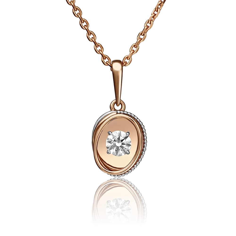 Подвеска из красного золота с бриллиантом 03-2943-00-101-1110-30