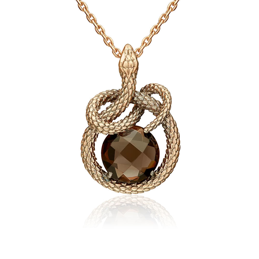 Подвеска «Искушение» из красного золота с кварцем дымчатым 03-3623-00-202-1110