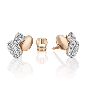 Серьги-пусеты из комбинированного золота с натуральными топазами white 02-4913-00-201-1111
