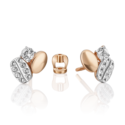 Серьги-пусеты из комбинированного золота с натуральными топазами white 02-4913-00-201-1111