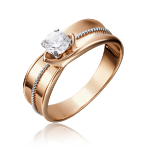 Кольцо из комбинированного золота с фианитом 01-5166-00-501-1111-38