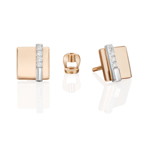 Серьги-пусеты из комбинированного золота с фианитами 02-5133-00-401-1111