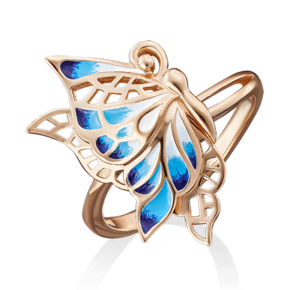 Кольцо «Бабочка» из красного золота с эмалью 01-4759-02-000-1110-25