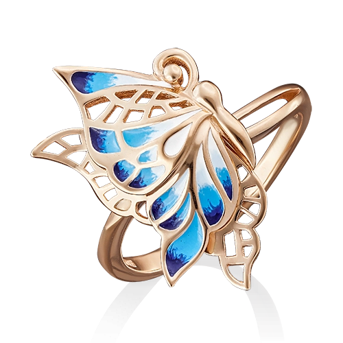 Кольцо «Бабочка» из красного золота с эмалью 01-4759-02-000-1110-25