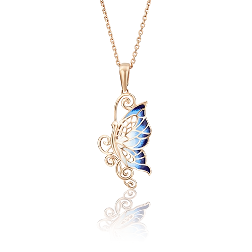 Подвеска «Бабочка» из красного золота с эмалью 03-2383-02-000-1110-25