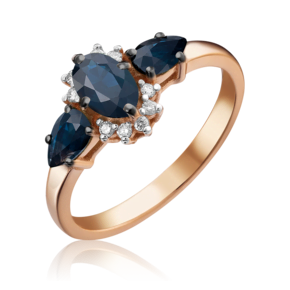 Кольцо из красного золота с сапфирами и бриллиантами 01-1453-00-105-1110-30
