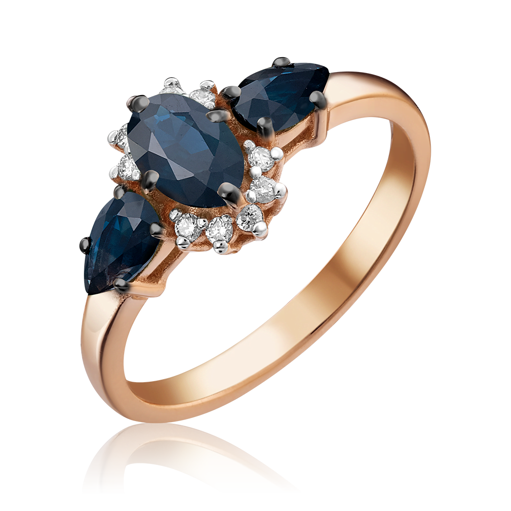 Кольцо из красного золота с сапфирами и бриллиантами 01-1453-00-105-1110-30