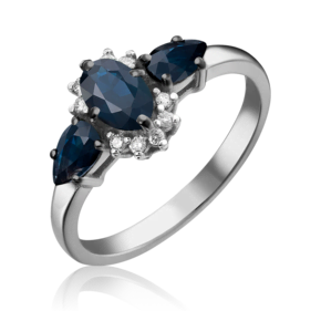 Кольцо из белого золота с сапфирами и бриллиантами 01-1454-00-105-1120-30