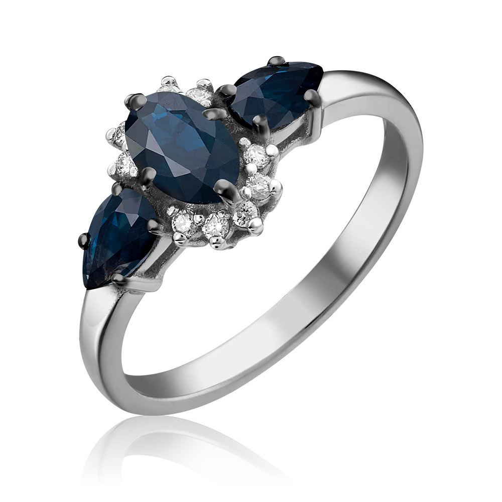 Кольцо из белого золота с сапфирами и бриллиантами 01-1454-00-105-1120-30