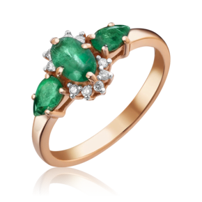 Кольцо из красного золота с изумрудами и бриллиантами 01-1453-00-106-1110-30