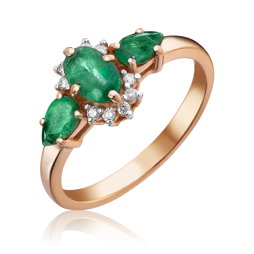 Кольцо из красного золота с изумрудами и бриллиантами 01-1453-00-106-1110-30