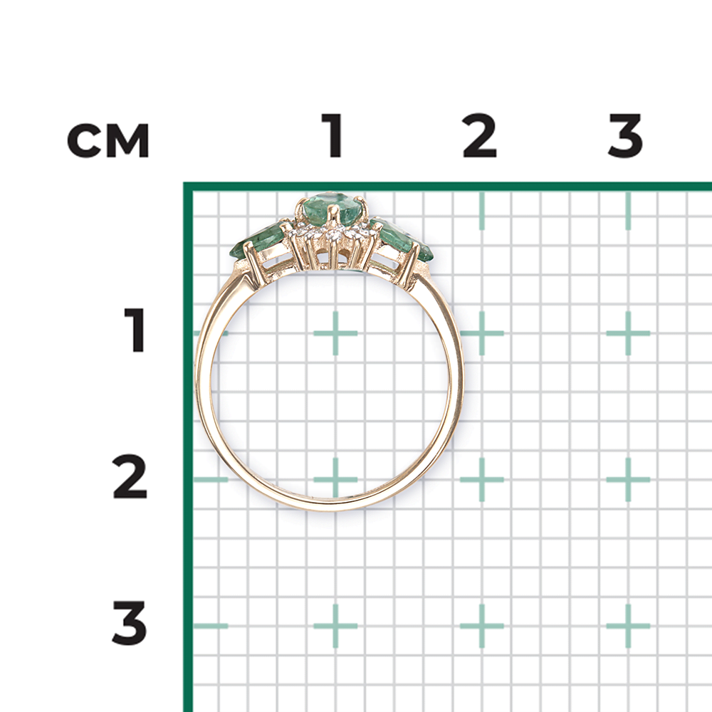 Кольцо из красного золота с изумрудами и бриллиантами 01-1453-00-106-1110-30