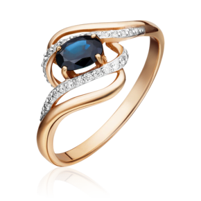 Кольцо из красного золота с сапфиром и бриллиантами