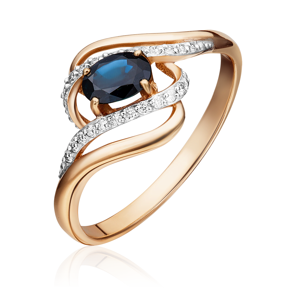 Кольцо из красного золота с сапфиром и бриллиантами 01-1455-00-105-1110-30