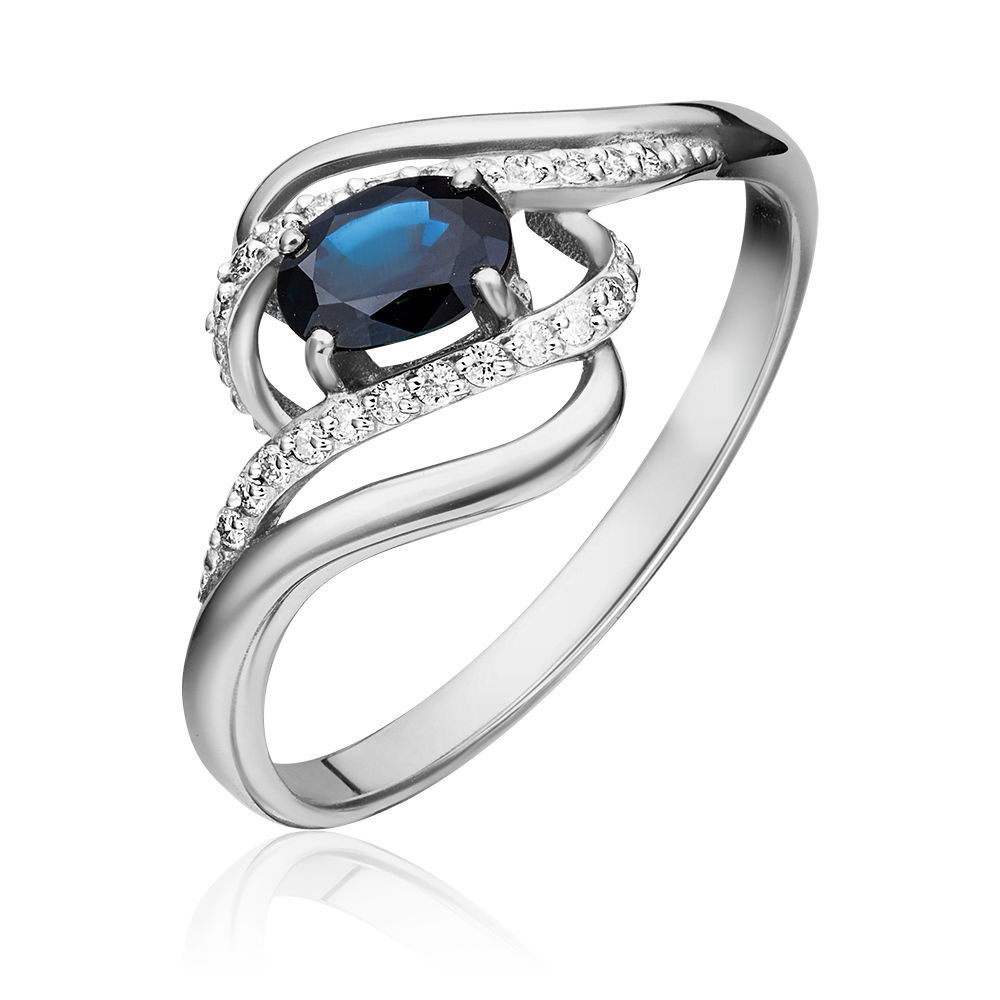 Кольцо из белого золота с сапфиром и бриллиантами 01-1456-00-105-1120-30