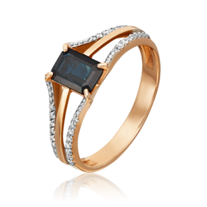 Кольцо из красного золота с сапфиром и бриллиантами 01-1457-00-105-1110-30