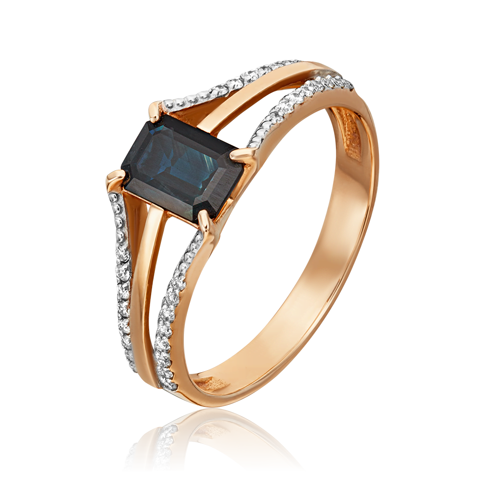 Кольцо из красного золота с сапфиром и бриллиантами 01-1457-00-105-1110-30